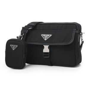 Prada Re Nylon Saffiano leather shoulder bag Black